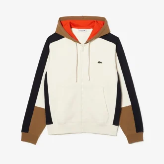 Felpa con cappuccio e zip da uomo in color block