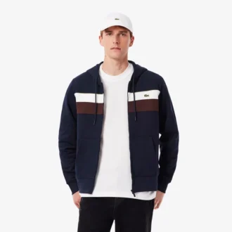 Felpa con cappuccio e zip da uomo in color block Felpa con cappuccio e zip da uomo in color block