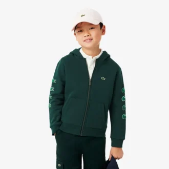Felpa con cappuccio e zip in pile stampata per bambini