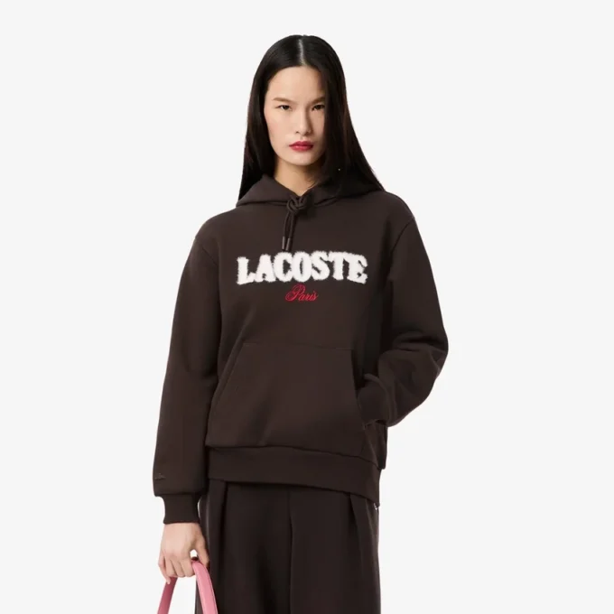 Felpa con cappuccio in pile da donna con logo Felpa con cappuccio in pile da donna con logo