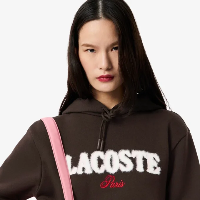 Felpa con cappuccio in pile da donna con logo Felpa con cappuccio in pile da donna con logo