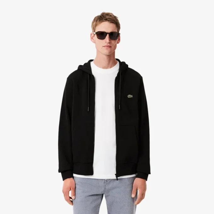 Felpa con cappuccio in pile da uomo con zip Felpa con cappuccio in pile da uomo con zip