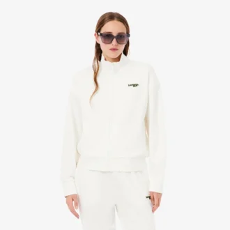 Felpa con zip e badge, vestibilità comoda