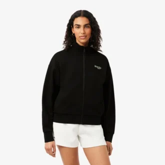 Felpa con zip e badge, vestibilità comoda
