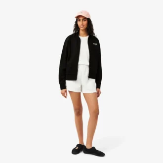 Felpa con zip e badge, vestibilità comoda