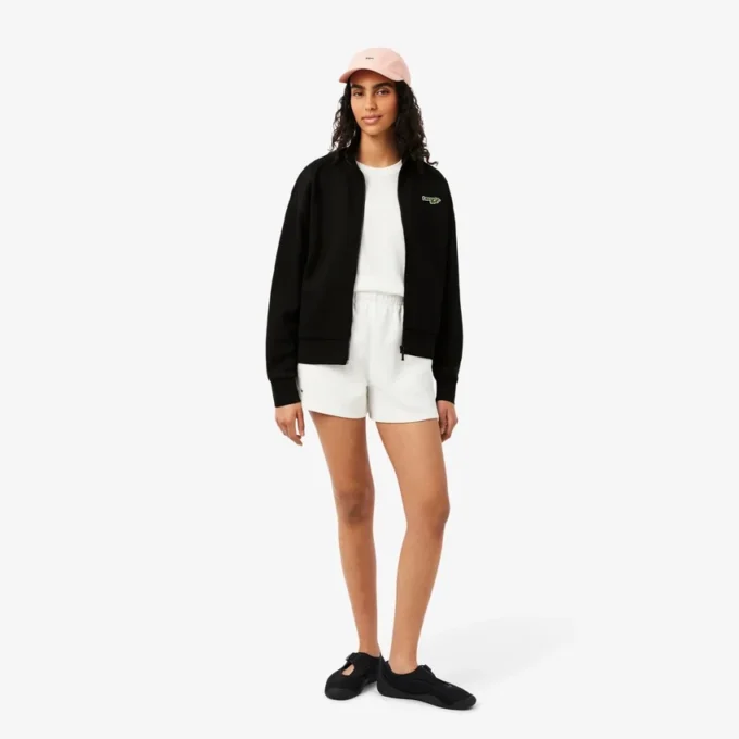 Felpa con zip e badge, vestibilità comoda Felpa con zip e badge, vestibilità comoda