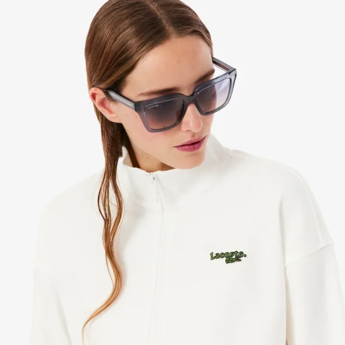 Felpa con zip e badge, vestibilità comoda Felpa con zip e badge, vestibilità comoda