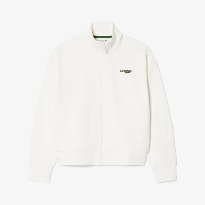 Felpa con zip e badge, vestibilità comoda Felpa con zip e badge, vestibilità comoda