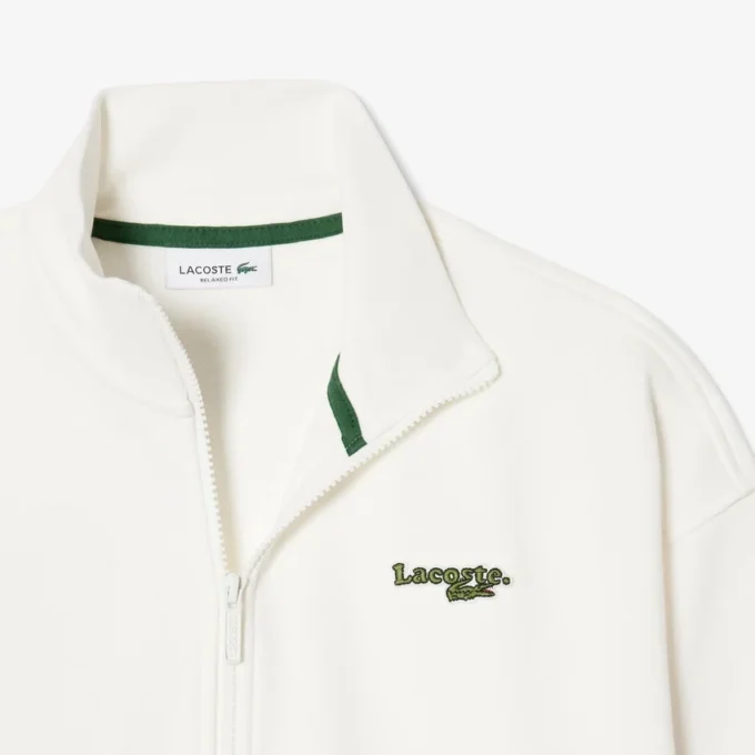 Felpa con zip e badge, vestibilità comoda Felpa con zip e badge, vestibilità comoda
