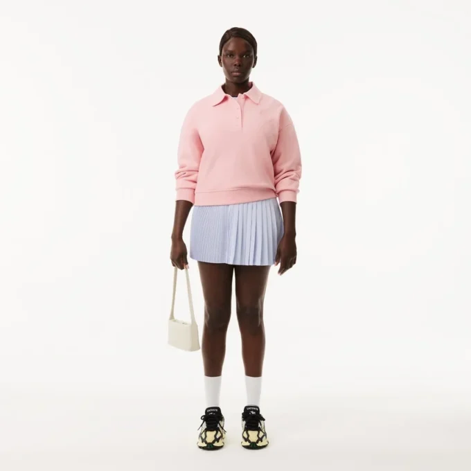 Felpa da donna con colletto Polo ricamato e vestibilità comoda Felpa da donna con colletto Polo ricamato e vestibilità comoda