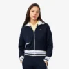 Felpa da donna con zip e dettagli a righe Felpa da donna con zip e dettagli a righe