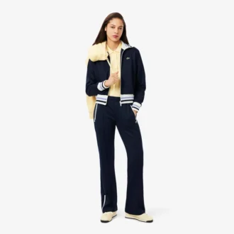 Felpa da donna con zip e dettagli a righe