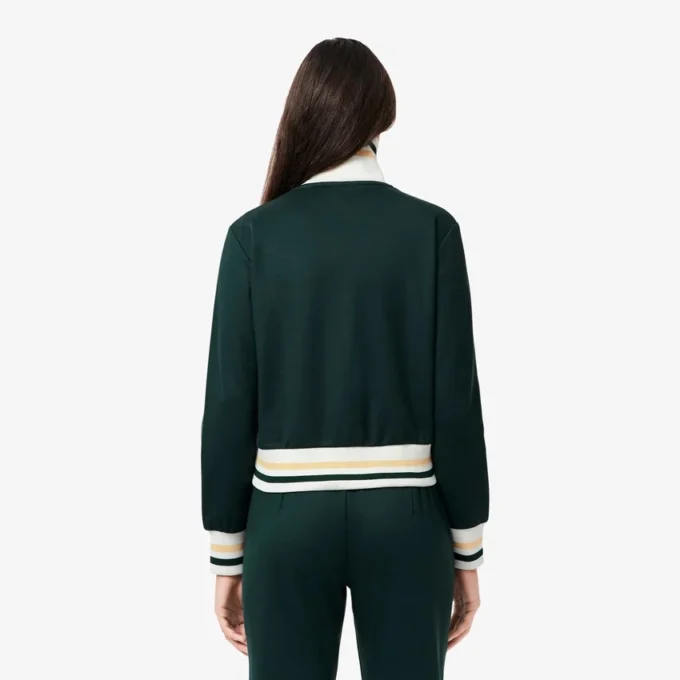 Felpa da donna con zip e dettagli a righe Felpa da donna con zip e dettagli a righe