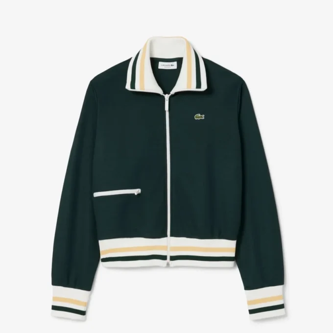 Felpa da donna con zip e dettagli a righe Felpa da donna con zip e dettagli a righe