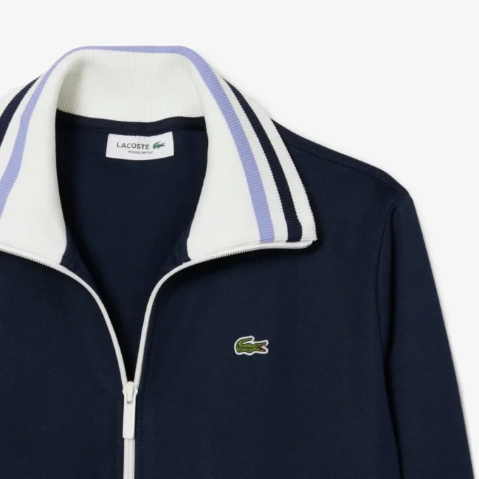 Felpa da donna con zip e dettagli a righe Felpa da donna con zip e dettagli a righe