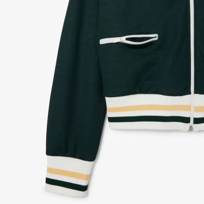 Felpa da donna con zip e dettagli a righe Felpa da donna con zip e dettagli a righe