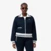 Felpa da donna con zip e dettagli a righe Felpa da donna con zip e dettagli a righe