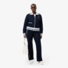 Felpa da donna con zip e dettagli a righe Felpa da donna con zip e dettagli a righe
