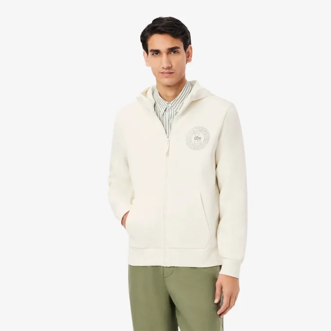 Felpa da uomo con zip in piqué dal taglio classico Felpa da uomo con zip in piqué dal taglio classico