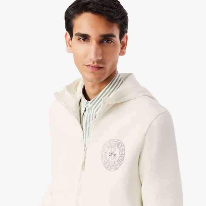 Felpa da uomo con zip in piqué dal taglio classico Felpa da uomo con zip in piqué dal taglio classico