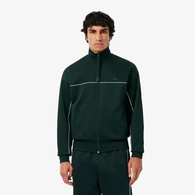 Felpa da uomo in pile con zip effetto raso Felpa da uomo in pile con zip effetto raso