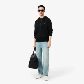 Felpa in pile con zip da uomo, vestibilità classica