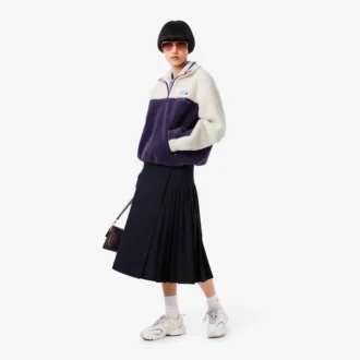 Felpa in pile oversize da donna con collo alto