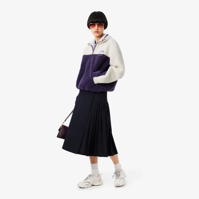 Felpa in pile oversize da donna con collo alto Felpa in pile oversize da donna con collo alto