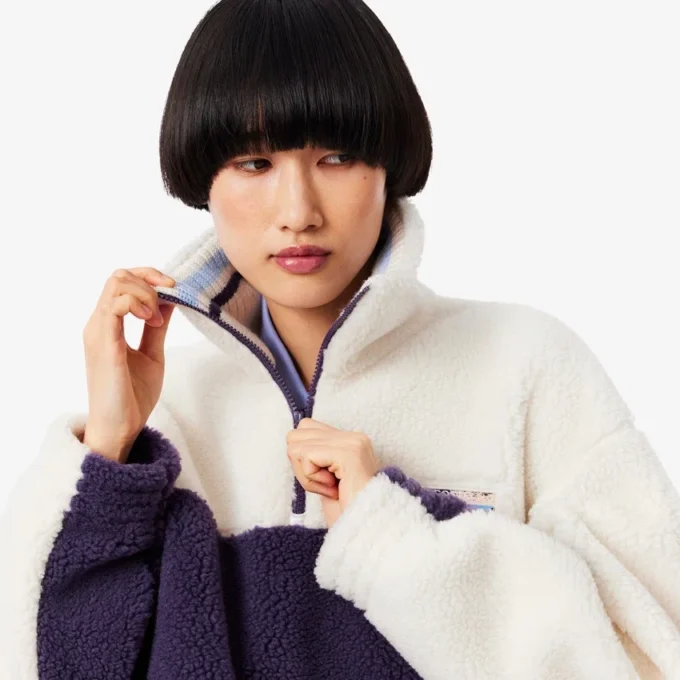 Felpa in pile oversize da donna con collo alto Felpa in pile oversize da donna con collo alto