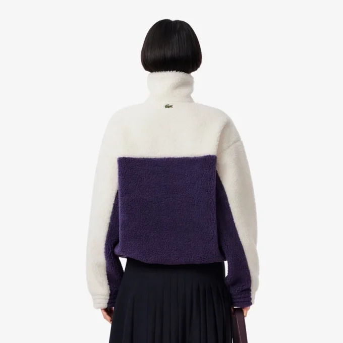 Felpa in pile oversize da donna con collo alto Felpa in pile oversize da donna con collo alto