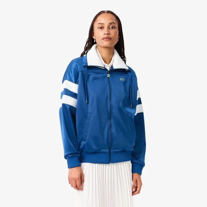 Felpa oversize da donna in raso a righe pointelle