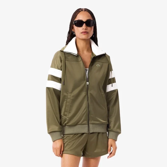 Felpa oversize da donna in raso a righe pointelle