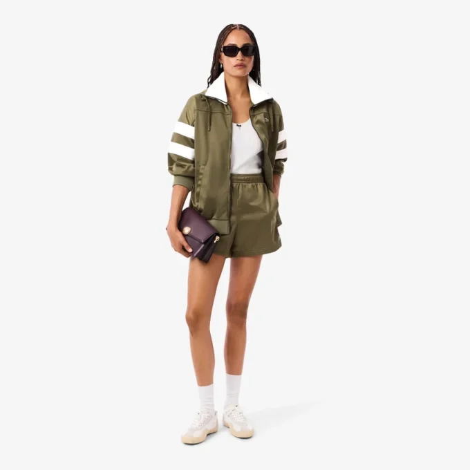 Felpa oversize da donna in raso a righe pointelle