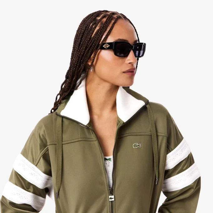 Felpa oversize da donna in raso a righe pointelle
