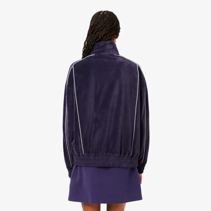 Felpa oversize da donna in velluto con zip