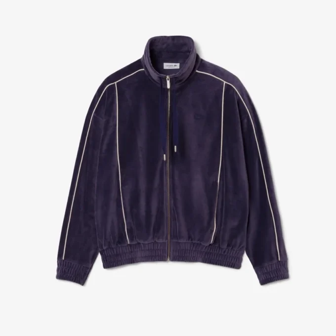 Felpa oversize da donna in velluto con zip