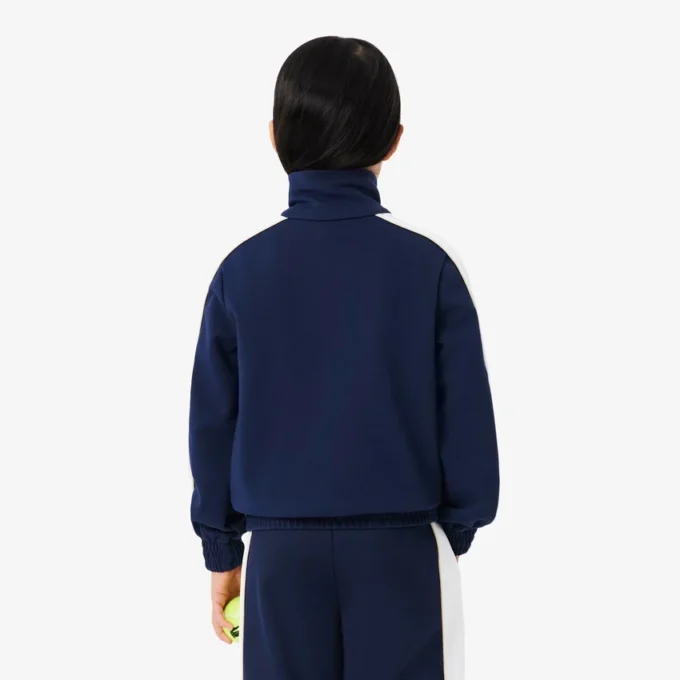 Felpa sportiva con zip in piqué interlock