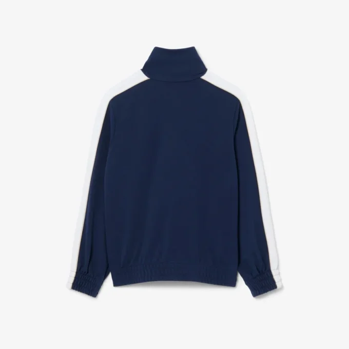 Felpa sportiva con zip in piqué interlock