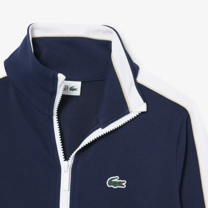 Felpa sportiva con zip in piqué interlock