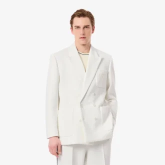 Giacca blazer da uomo doppiopetto con badge Heritage ricamato