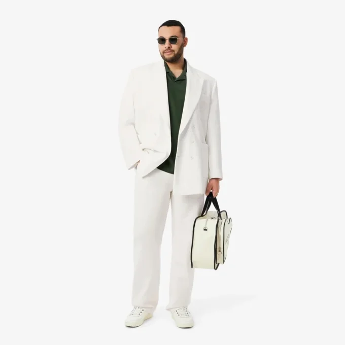 Giacca blazer da uomo doppiopetto con badge Heritage ricamato Giacca blazer da uomo doppiopetto con badge Heritage ricamato
