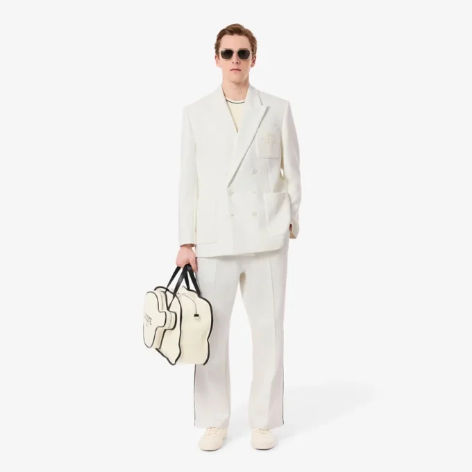 Giacca blazer da uomo doppiopetto con badge Heritage ricamato Giacca blazer da uomo doppiopetto con badge Heritage ricamato
