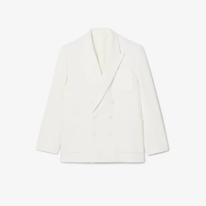 Giacca blazer da uomo doppiopetto con badge Heritage ricamato Giacca blazer da uomo doppiopetto con badge Heritage ricamato