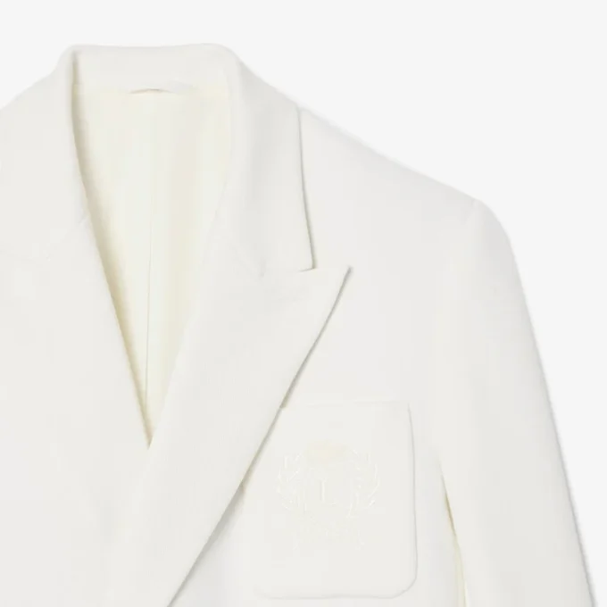 Giacca blazer da uomo doppiopetto con badge Heritage ricamato Giacca blazer da uomo doppiopetto con badge Heritage ricamato