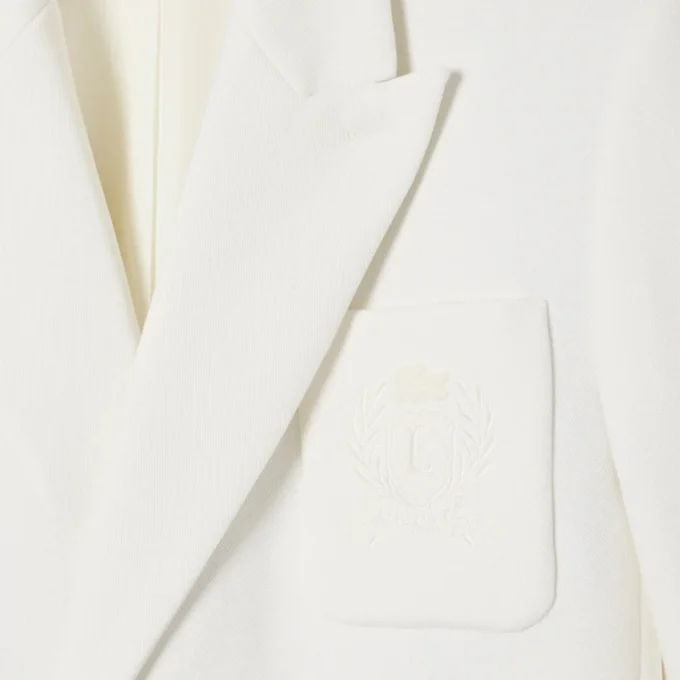 Giacca blazer da uomo doppiopetto con badge Heritage ricamato Giacca blazer da uomo doppiopetto con badge Heritage ricamato