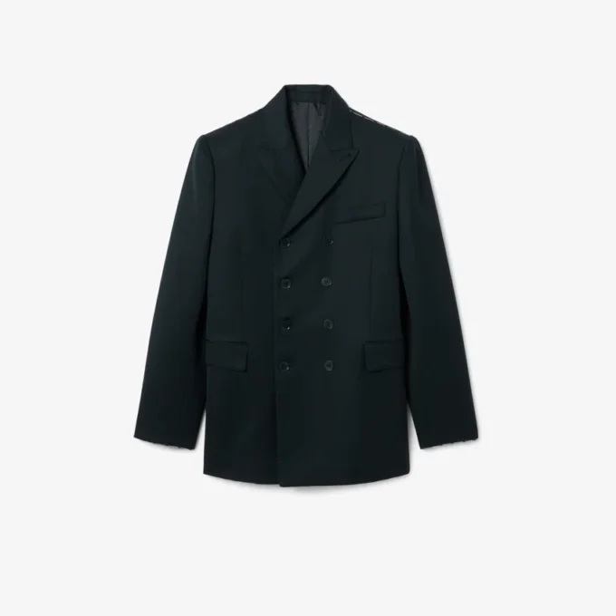 Giacca blazer leggera in lana doppiopetto da passerella Giacca blazer leggera in lana doppiopetto da passerella