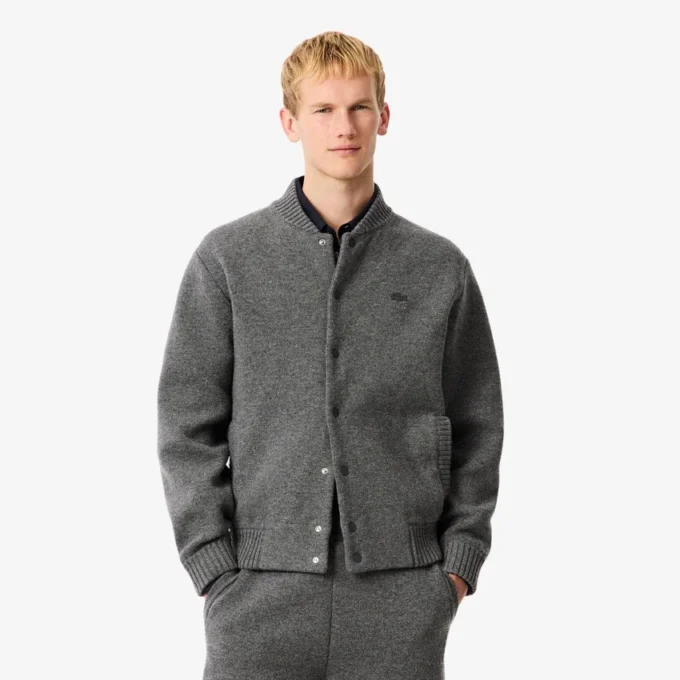 Giacca bomber da uomo in jersey di lana merino Giacca bomber da uomo in jersey di lana merino