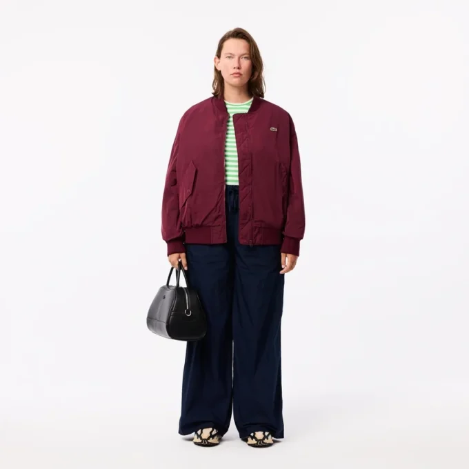 Giacca bomber oversize da donna con polsini a costine Giacca bomber oversize da donna con polsini a costine