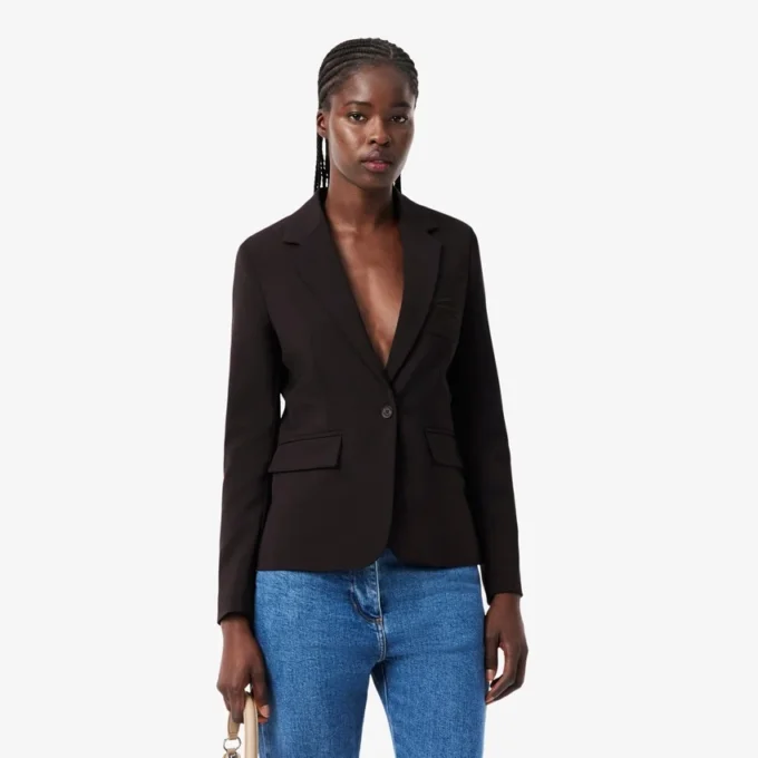 Giacca in lana da donna slim fit con logo ricamato Giacca in lana da donna slim fit con logo ricamato