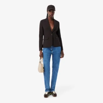 Giacca in lana da donna slim fit con logo ricamato